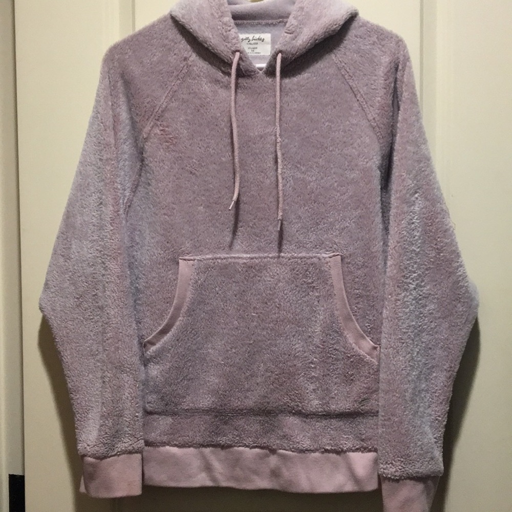 Hollister Gilly Hicks Plush Lounge pullover Sherpa Hoodie comfy size XS lavender